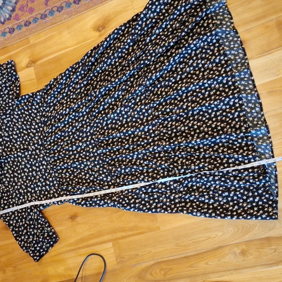 Natural Life Rebecca Midi Dress Black Cream Roses Floral Print Size Large Modest - Picture 12 of 13